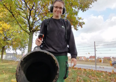 Laubentfernung mit Laubgebläse